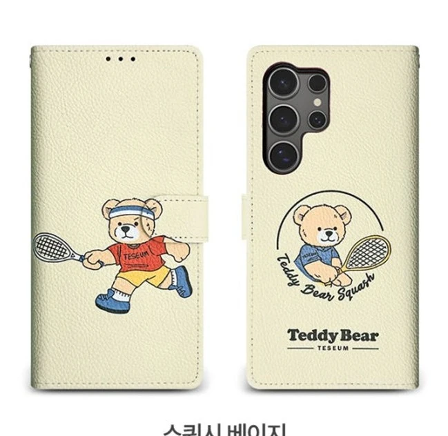 아이폰XS 지갑형 케이스 스쿼시 앞뒤 곰 캐릭터 인쇄